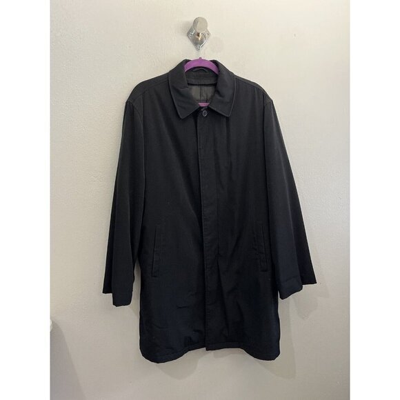 Express men medium double layer removable trench coat black button close pockets - Picture 2 of 15